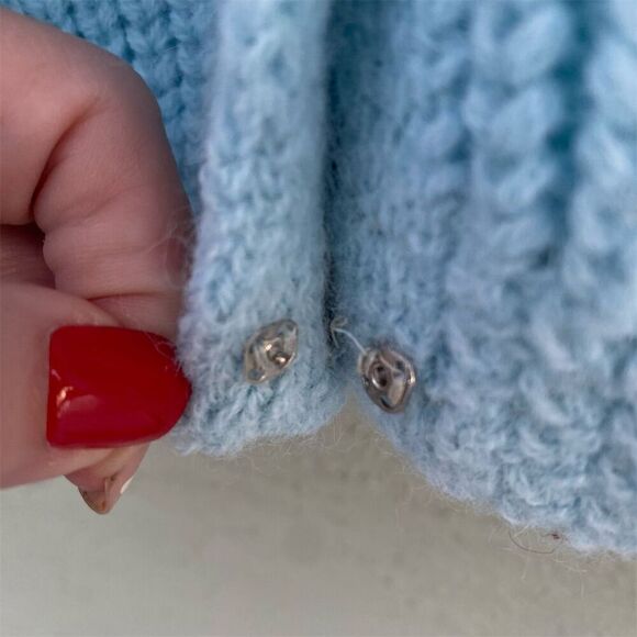 Vintage Boepple Women's Cardigan Sweater M Light Blue Knit - Picture 8 of 13